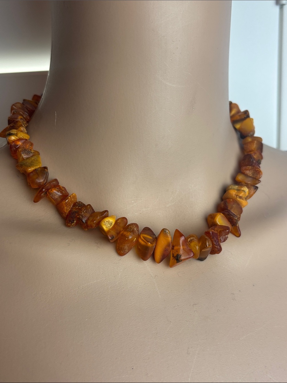 Amber Chip Necklace - Warm Honey Brown Women’s Jewelry